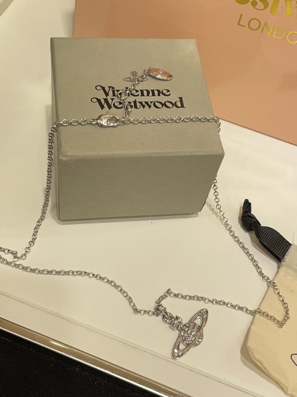 Vivienne Westwood Full-Diamond Saturn Pendant Necklace